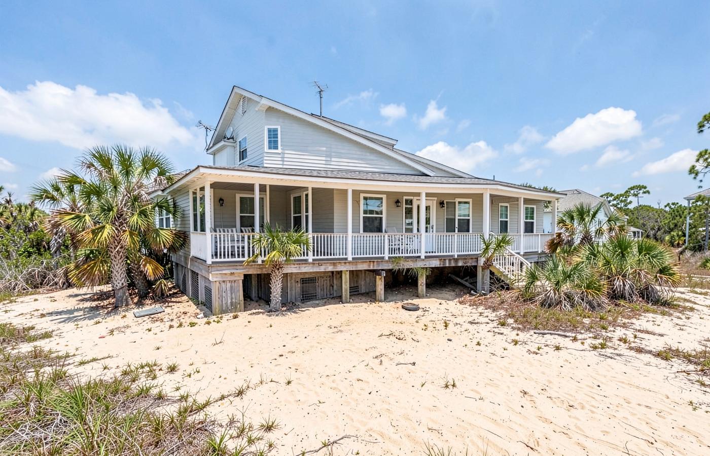 Coastal Grand Strand home raised above sandy soil with crawl space vents
